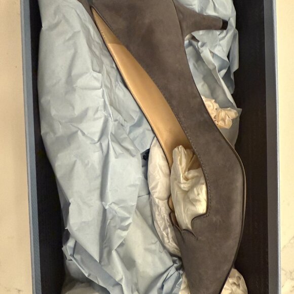 Prada Kitten Heel Gray Suede Size 38 - Picture 2 of 13